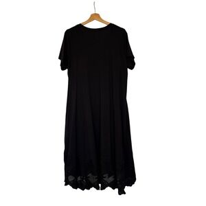 LOGO Black Embroidered Lace Trim Midi Shift Dress Women's Size 1X